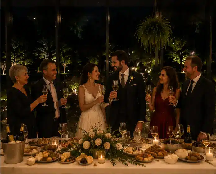 Pareja de novios celebrando su boda exclusiva y personalizada en el entorno natural de Asturias.
